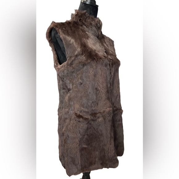 Hilary Radley Brown 100% Rabbit Fur Zip Vest - Size 4 - Picture 7 of 16